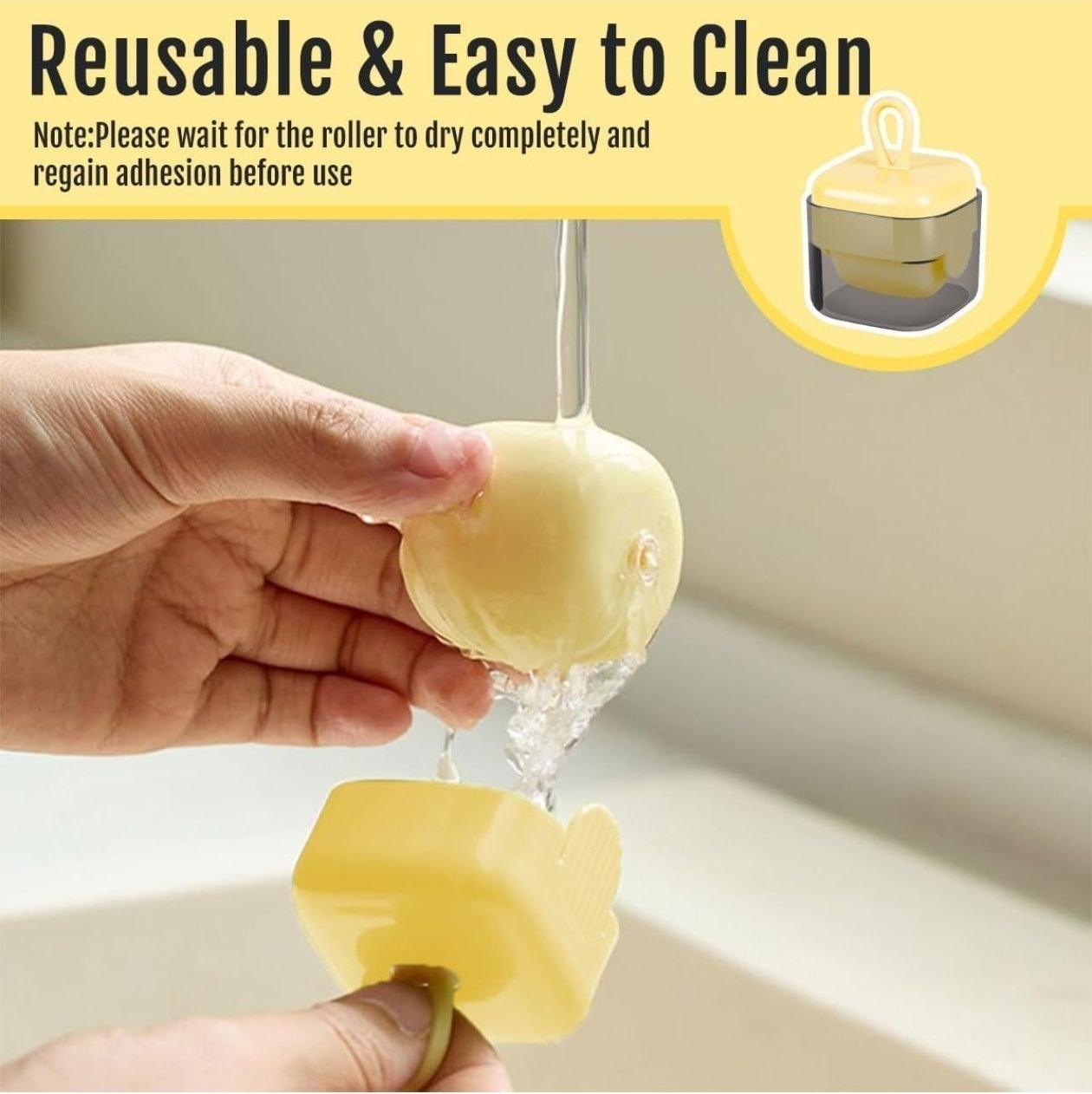 Reusable Eco-Friendly Lint & Dust Roller – Washable Sticky Roller with Hanging Storage Case