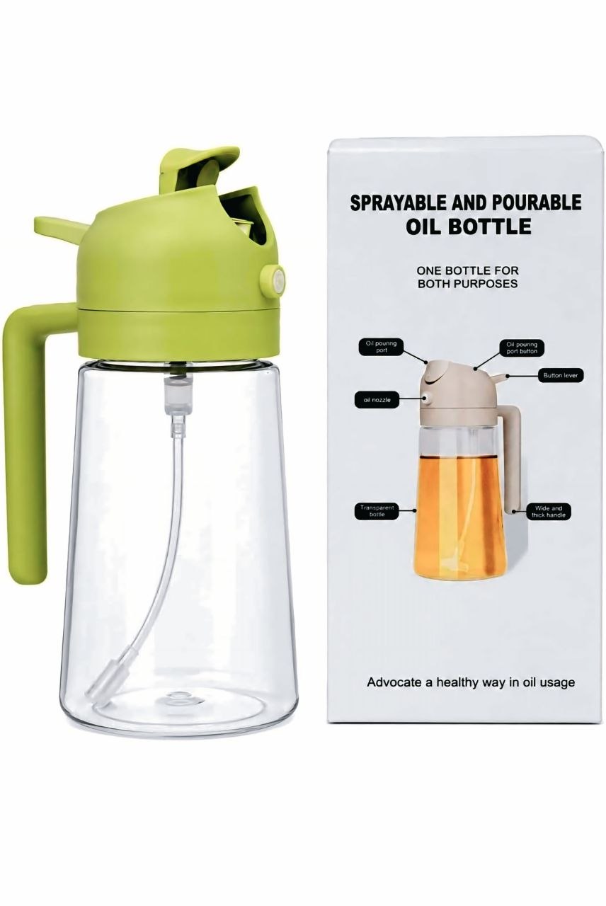 2-in-1 Oil Sprayer & Pourer Bottle – Adjustable Oil Dispenser