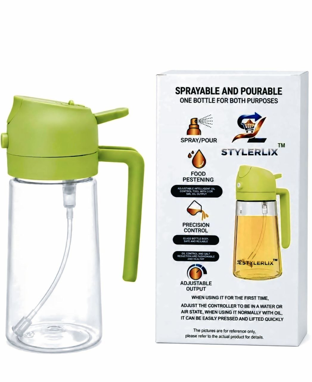 2-in-1 Oil Sprayer & Pourer Bottle – Adjustable Oil Dispenser